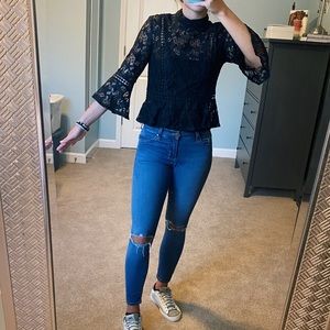 Lace High Neck Top